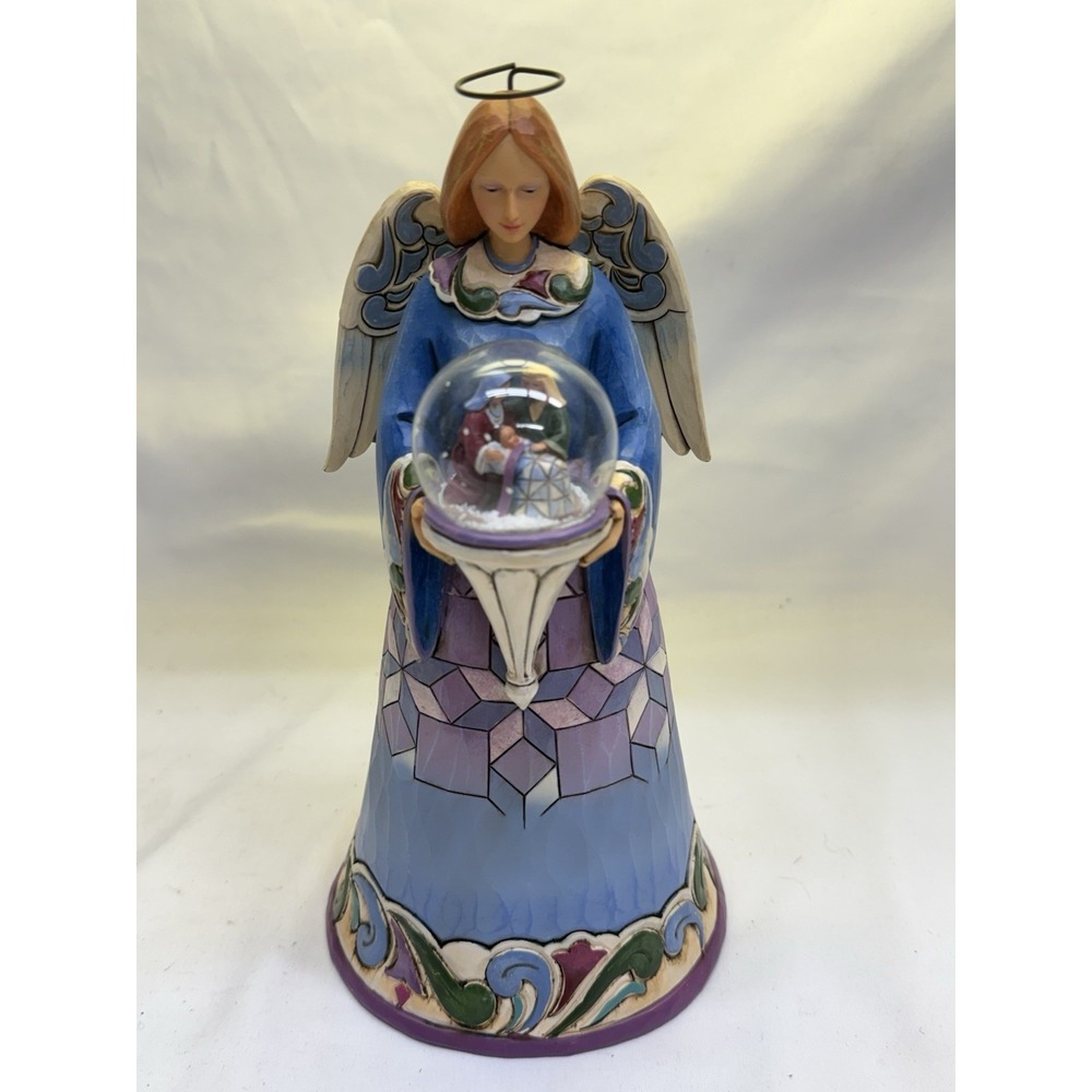 Jim Shore Heartwood Creek "Cherish the Newborn King" Angel w/ globe  #4017626